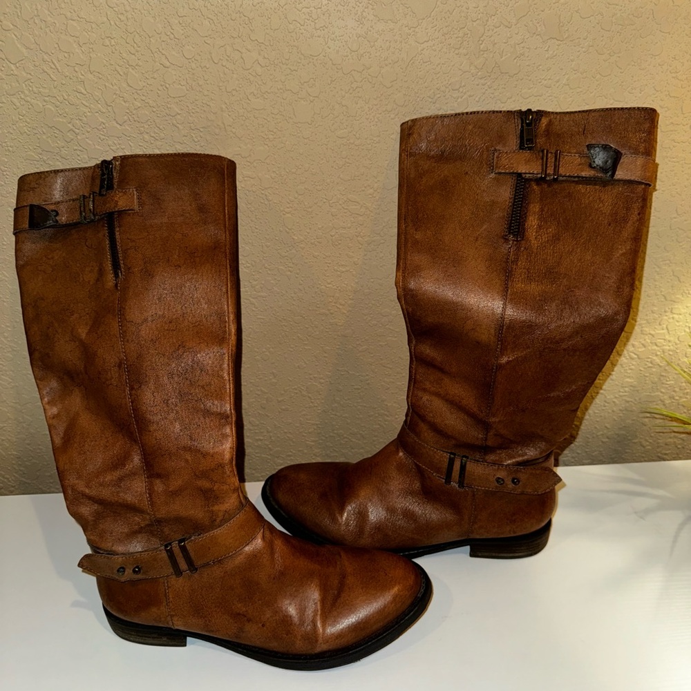 Tall cognac boots size 9